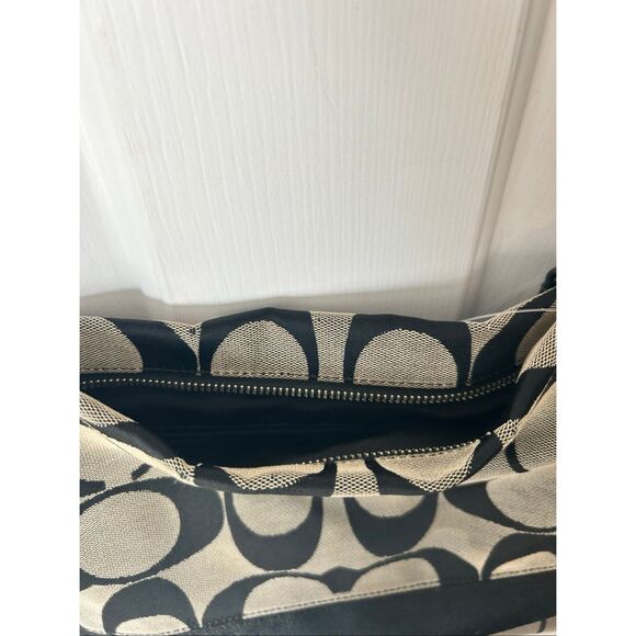 COACH CROSSBODY PURSE ~ Signature Stripe black and tan - Picture 4 of 8